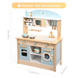 ROBUD Wooden Play Kitchen Set for Kids Toddlers, Toy Kitchen Gift for Boys Girls, Age 3+ ROBUD
