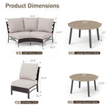 PHI VILLA Outdoor Patio Furniture Set 10 Piece, Half-Moon Sectional Patio Conversation Sets for 8 Persons with 2 Round Table for Garden, Poolside, Balcony, Backyard PHI VILLA