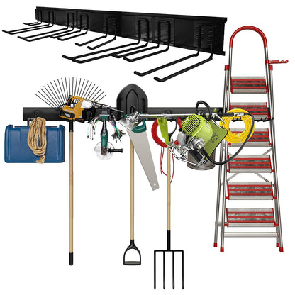 TORACK Tool Storage Rack, Heavy Duty Steel Garage Wall Mount Garden Tool Organizer for Ladders, Chairs, Shovels, Broom, Power tools (8-Pack 5.7"-11" Mixed Hooks, up to 800 lbs) - WoodArtSupply