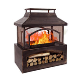 Red Mountain Valley 37in Outdoor Wood Burning Fireplace,2-in-1 Large Fire Pit with Log Grate and Poker for Outside,Outdoor Chimney Fireplace with Firewood Racks Storage for Patio, Garden and Backyard RED MOUNTAIN VALLLEY