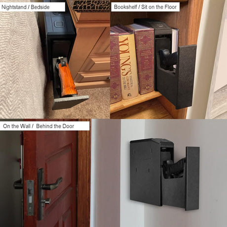 Slider Hidden Handgun Safe, Biometric Fingerprint Smart Pistol Safe for Nightstand, Desk, Bedside - Auto Sliding Door- Fingerprint, PIN Code, KEY Access (Classic) VoleStay