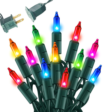 Dazzle Bright Multi-Colored Christmas Mini String Lights, 20FT 100 Count Incandescent Waterproof Fairy Lights Plug in, Connectable Christmas Decorations for Indoor Outdoor Home Party Garden Yard Dazzle Bright