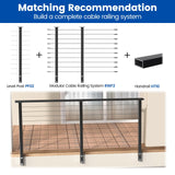 Muzata Black Side Mount Cable Railing Post 36 Inch 36"x2"x2" Level Drilled Space-Saving Stainless Steel Cable Railing System Kit Indoor Outdoor with User Guide PF02 BH4S Muzata