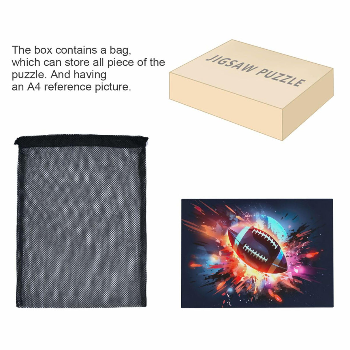 DOMIKING Glowing American Football Black Jigsaw Puzzles for Adult 500 Pieces Impossible Puzzles for Boy Girl Home Decor DOMIKING