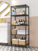 SINGAYE 5 Tier Storage Rack Wire Shelving Unit Storage Shelves Metal for Kitchen Laundry Pantry Closet 1000 Lbs Capacity 23.6" L x 14" W x 59.1" H Black SINGAYE
