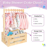 Vibaruta Wooden Crate Basket, Baby Storage Crate Closet with Adjustable Handle, Basket for Baby Shower Gifts (Natural) Vibaruta