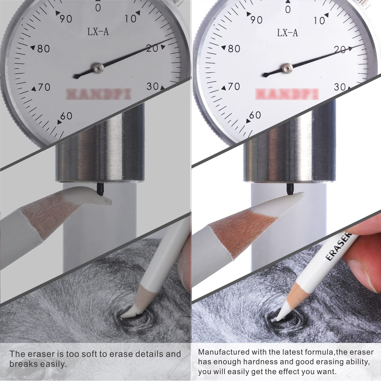 Pasler® Eraser Pencils 7802 Perfection Detail Eraser Pencil with Brush and Sharpener, Perfect for sketches and Coloured Illustrations (4- pack) Pasler