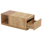 Tribesigns 47.24-Inch Coffee Table with Drawer & Storage Shelf, Farmhouse Coffee Table with Tawny Glass, Wood Center Table for Living Room, Modern Home Furniture, Brown & Tawny Tribesigns