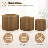 Vikiullf Nesting Coffee Table Set of 3, Round Wooden Coffee Tables, Modern Circle Table for Living Room, Bedroom, Accent Side Table End Table, Saving Space Design and No Need Assembly Vikiullf