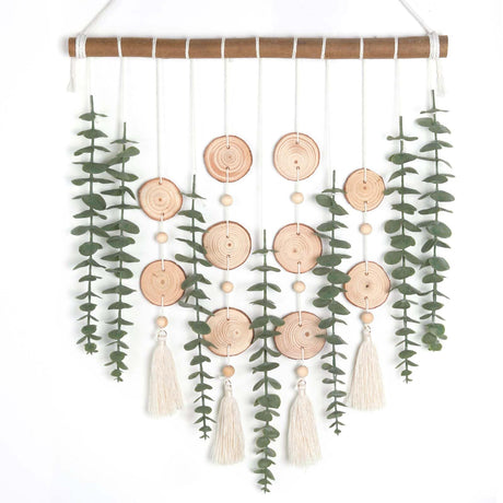 GIAUMA Artificial Eucalyptus Plant Wall Decor Fake Greenery Leaves Stems Wall Hanging Faux Plants on 16.5 inch Wood Stick Boho Rustic Farmhouse Decor for Bathroom Bedroom Dining Room Indoor Home GIAUMA