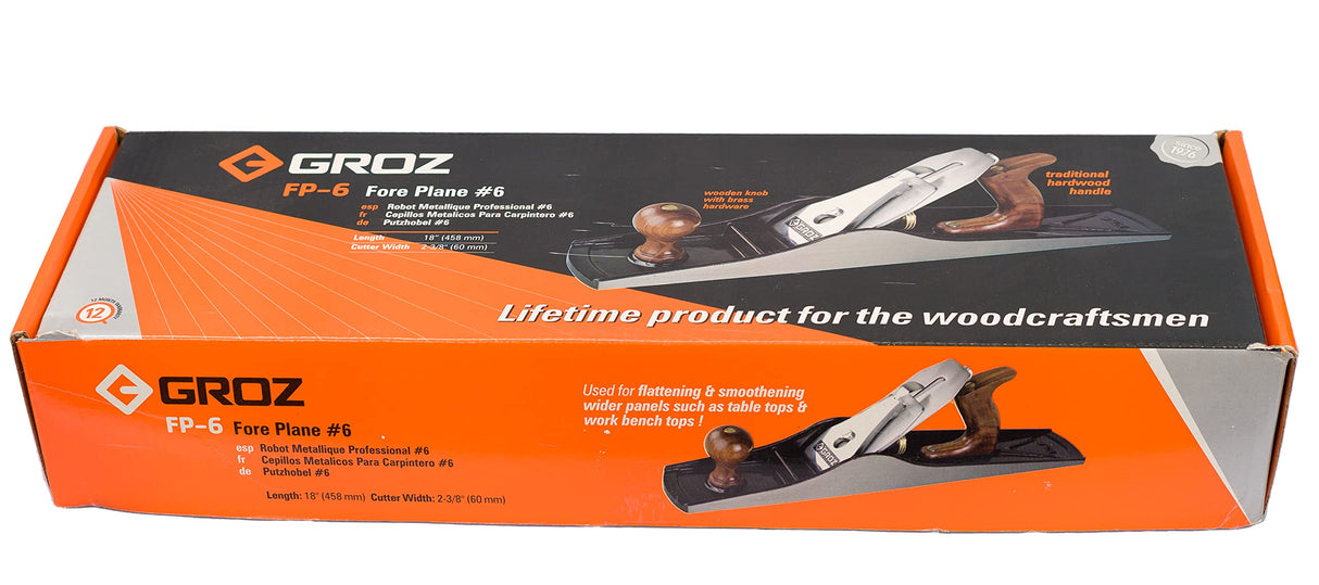 Groz 39703 FP/6 Fore Plane #6 60mm 458mm Length, Adjustable Hand Planer Groz