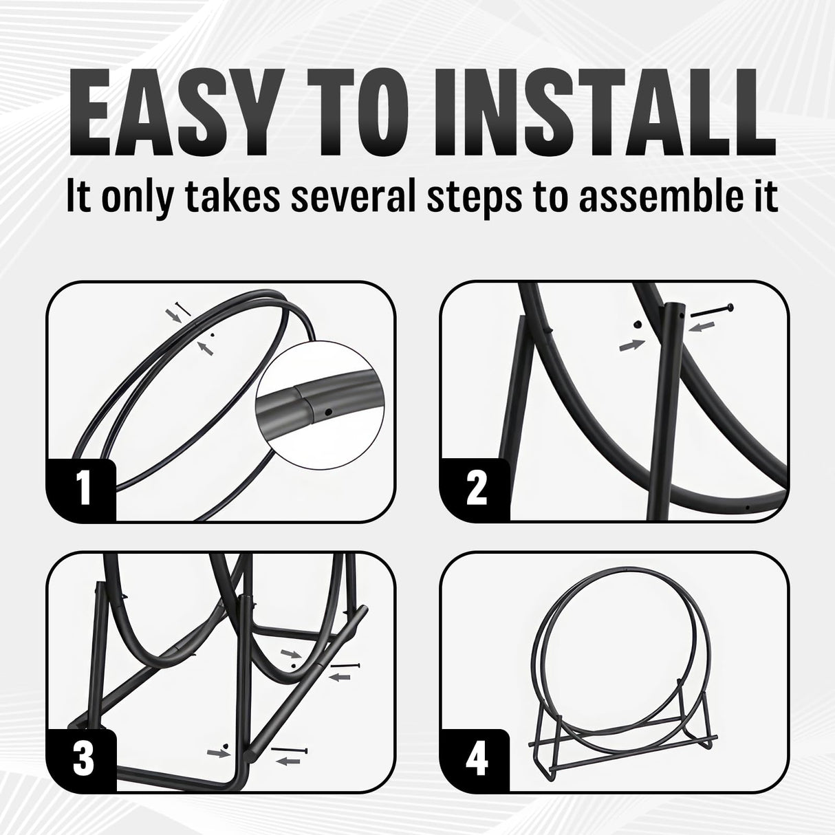 IDZO 41in Firewood Rack, 400lbs Load Capacity, Rust Resistant Steel, Black, Wood Storage IDZO