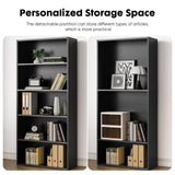 Sweetcrispy Industrial 5 Shelf Bookcase - Large 53 Inch Tall Floor Standing Open Bookshelf with Anti-Tipping Device for Home Office, Living Room, and Bedroom Storage, Black Sweetcrispy
