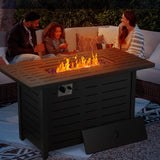 Xbeauty Fire Pit Propane Gas FirePit Table 43" Outdoor Fire Pit Rectangular Tabletop with Lid, Rain Cover, for Outside Garden Backyard Deck Patio Xbeauty