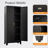 PAOFIN 71" Tall Metal Pantry Storage Cabinet with Doors and 4 Adjustable Shelves, Black Kitchen Food Pantry Cabinets, Tall Freestanding Cupboard for Kitchen, Dining Room or Living Room, Black PAOFIN