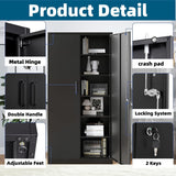 Guizeeopo Metal Storage Cabinet with 5 Adjustable Shelves, Garage Storage Cabinet with Doors and Shelves, File Cabinets for Home Office, Kitchen Pantry Cabinet, 71'H, Black Guizeeopo