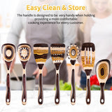 Gudamaye 7-Piece Brown Pakkawood Utensils Set – Sturdy, Eco-Friendly, Wooden Spoons for cooking, Wooden Utensil for cooking, Wooden Kitchen Tool, Home & Kitchen Gifts for Men and Women Gudamaye