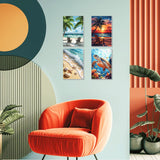 4 Pack Framed Paint by Numbers Kit for Adults Beginner Canvas Painting by Numbers for Adults Beach Easy Adult Paint by Number Kits with Frame Sea Turtle Watercolor Painting by Number 8x12 Inch obterie