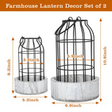2 Pcs Decorative Candle Lantern, Farmhouse Table Lanterns for Home Decor, Rustic Table Centerpieces for Dining Room, Fireplace Mantle Kitchen Decoration Ubamdom