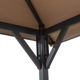 Sunjoy 5 x 8 ft Grill Gazebo with Double Tiered Canopy Roof, Black Steel Frame Grill Gazebo for Outdoor, Patio, Garden, and Backyard Activities, Khaki SummerCove