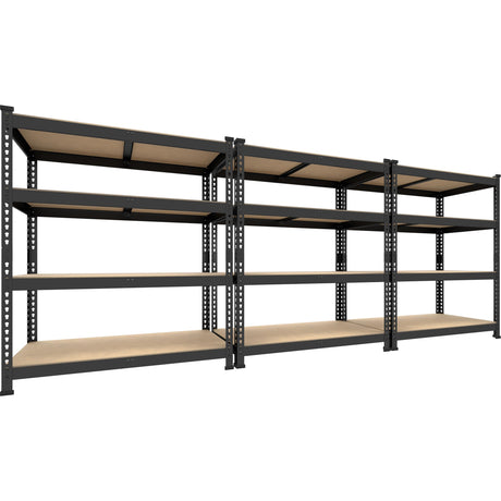 PrimeZone 4 Tier 36" W x 16" D x 55" H Storage Shelves - 3 Pack Adjustable Garage Storage Shelving, Heavy Duty Metal Storage Utility Rack Shelf Unit for Warehouse Pantry Closet Kitchen, Black PrimeZone