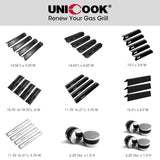 Unicook Universal Replacement Heavy Duty Adjustable Porcelain Steel Heat Plate Shield, Heat Tent, Flavorizer Bar, Burner Cover, Flame Tamer for Gas Grill, Extends from 11.75" up to 21" L, 4 Pack Unicook