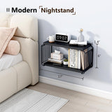 MXCSE Floating Nightstand Shelves, Modern Night Stand for Bedroom, Wood Floating Shelf for Wall, Nightstand Bedside Table, Mid Century Wall Shelves for Living Room, Bedroom (2, Black) MXCSE