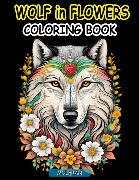 Wolf in Flowers Coloring Book: for Adults, Teens, Beauty of Floral Designs with the Enigmatic Allure of Wolves, nature enthusiasts, Animal Lovers, ... 50 easy-to-color pages (Wolves Coloring Book) Majosta
