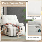 EDWELL White Power Recliner Chair, Swivel Rocking Recliner Chairs for Adults with Massage and Heated, Soft Single Reclining Swivel Sofa with USB, USB-C Ports for Living Room EDWELL