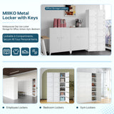 MIIIKO Office Storage Locker with Keys, 6 Doors Employee Lockers White, Large Metal Locker for School, Locker Room, Gym, Breakroom and Mudroom MIIIKO