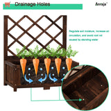 Anraja Raised Garden Bed Planter with Trellis Outdoor Wood Box 67in Set of 2 Flower Standing Planter Box Privacy Lattice Panels with Legs for Patio Porch w/Drainage Holes Anraja