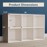 Chyanmoo White Bookshelf 6-Cube Storage Organizer | Open Cubby Shelving Unit with Extra Thick Edges - Space-Saving Wooden Shelf for Home Office & Display Storage Chyanmoo