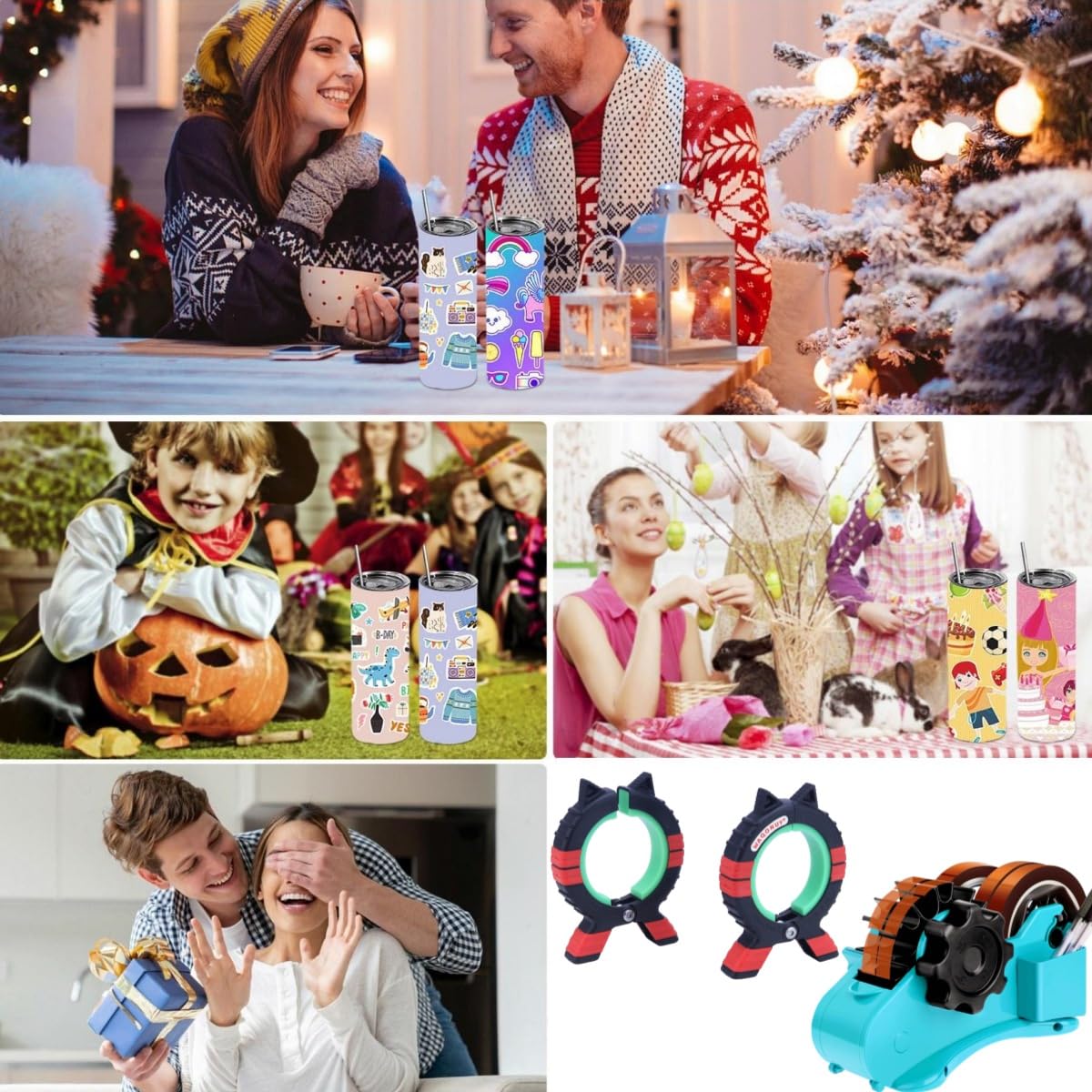 Sublimation Blanks Tumbler Clamp Tool Kits for 20oz 30ozSublimation Blanks, Heat Resistant Gloves, Heat Tape Sublimation, Heat Tape Dispenser Sublimation Kit,Heat Tape Dispenser Sublimation WAQONUY