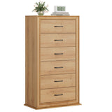 HIFIT Farmhouse 6 Drawer Dresser for Bedroom, 53'' Tall Dresser with 6 Drawers, Wood Chest of Drawers, Large Storage Dressers, Fluted Dresser for Living Room | Hallway | Home Office | Entryway, Oak HIFIT