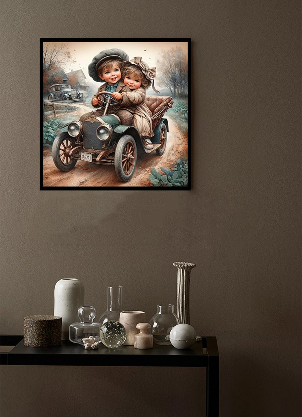 GXGLLPZBY 5D Diamond Painting Kits for Beginners, DIY Retro Car Diamond Art Kits for Adult, Suitability Full Round Diamond Dot Gem Art Kits, Home Wall Decoration 13.78x13.78 Inches GXGLLPZBY