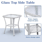 Belord 3 Piece Patio Furniture Set - Outdoor Dining Chair Wicker Chairs and Table Set, Deep Seat Patio Chair with Cushions, Light Gray Wicker Belord