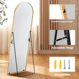 GlasFlength 58"x18" Arched Full Length Mirror, Elegant Full Body Mirror with Stand for Bedroom & Cloakroom, Gold GlasFlength