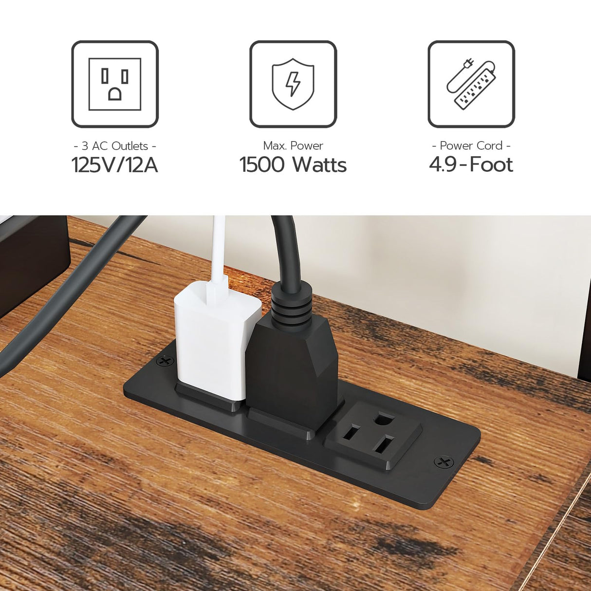 HOOBRO Bakers Rack with Power Outlet, 4-Tier Corner Microwave Stand with Storage, Coffee Bar with 8 S-Shaped Hooks, Kitchen Shelf Rack, 2 Installation Methods, Rustic Brown and Black BF20UHB01 HOOBRO