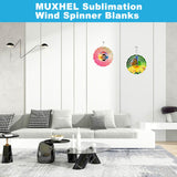 MUXHEL 10 Pcs 3” Sublimation Wind Spinner Blanks with 10 Hooks, 3D Aluminum Wind Spinner Hanging, Round Wind Powered Kinetic Sculpture for Indoor and Outdoor Decoration MUXHEL