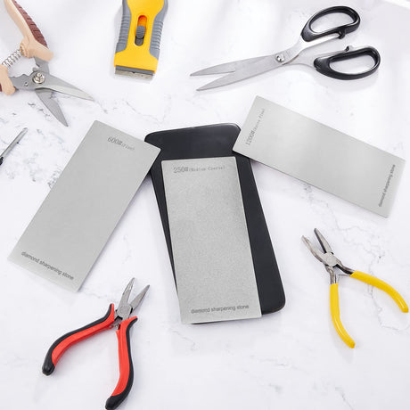 3 Pieces Diamond Sharpening Stone Diamond Knife Sharpener Plate Honing Whetstone for Kitchen Sharpening Dull, Blunt or Tired Edges (250/600/ 1200 Grit) Zhehao