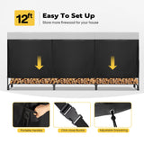VIVOHOME 12ft Firewood Log Rack Cover, Heavy Duty 600D Oxford Outdoor Weather Resistant Fire Wood Storage Holder Cover with Zipper and Hook Loop Tape VIVOHOME