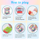 xackcme 48 Pcs Diamond Art Painting Sticker Kits for Kids, Animal Diamond Gem Stickers Kit, 5D Animals Gem Art Stickers Mosaic for Kids Gift for Boys Girls 4-8-10-12 Years Old xackcme