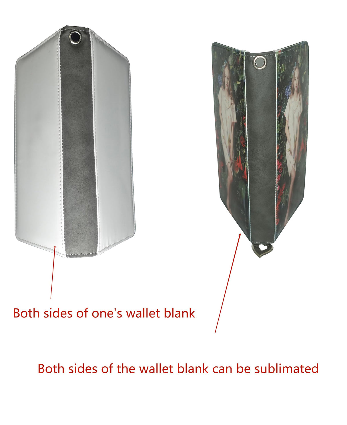 Sublimation Wallet Women's Zipper Card Holder Storage Bag Double Side Bank Leather Women's Travel Clutch Wristband DIY Craft (Grey Double Side Blank) WoodArtSupply