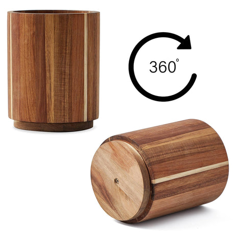 LOHONER Acacia Wood Utensil Holder for Kitchen Counter, 360° Rotating 7.2" Large Cooking Utensil Holder, Kitchen Utensil Storage Organizer for Countertops, Farmhouse Kitchen Decor LOHONER