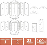 70'' Farmhouse Display Curio Cabinet with LED Lights, Corner Curio Storage Rack with Adjustable Shelves and Mirrored Back Panel, Tempered Glass Doors for Living Room, Light Bulb not Included, Walnut Bituman