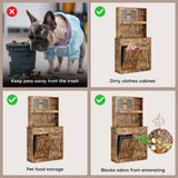 Redlife Double Tilt Out Trash Cabinet with Storage, 20 Gallon Double Tilt Out Laundry Hamper Cabinet, 67" Dual Hidden Garbage Cabinet Two Drawers, Kitchen Cabinet with Trash Can Storage (Rustic Brown) Redlifeᅟᅠ