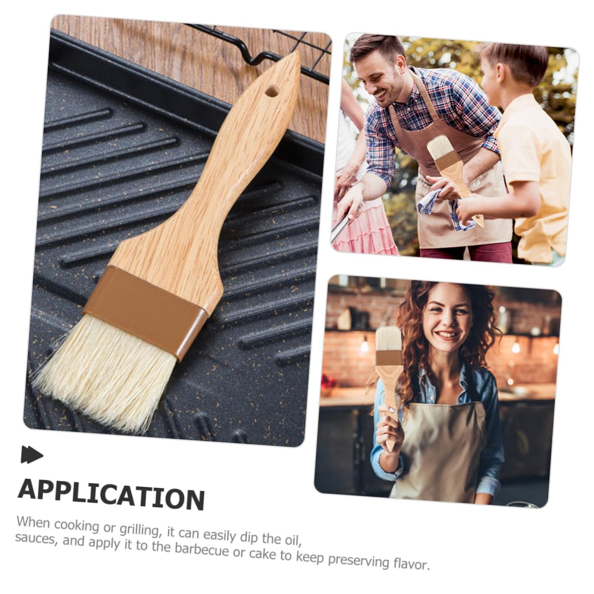 LIOOBO 3pcs Spreading Oil Brush Cooking Brush Basting Brush Wood Bristle Brush Household Oil Brush Pastry Brush for Baking Grill Brush Bbq Brush Bristle Hair Paint Brush To Bake LIOOBO