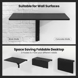 Tangkula 31.5" x 23.5" Wall Mounted Table, Folding Wall Mounted Desk Drop-Leaf Table, Space Saving Fold Down Floating Desk for Study, Bedroom, Bathroom or Balcony (Black) Tangkula