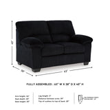 Signature Design by Ashley SimpleJoy Modern Loveseat for Living Room, Black Signature Design by Ashley