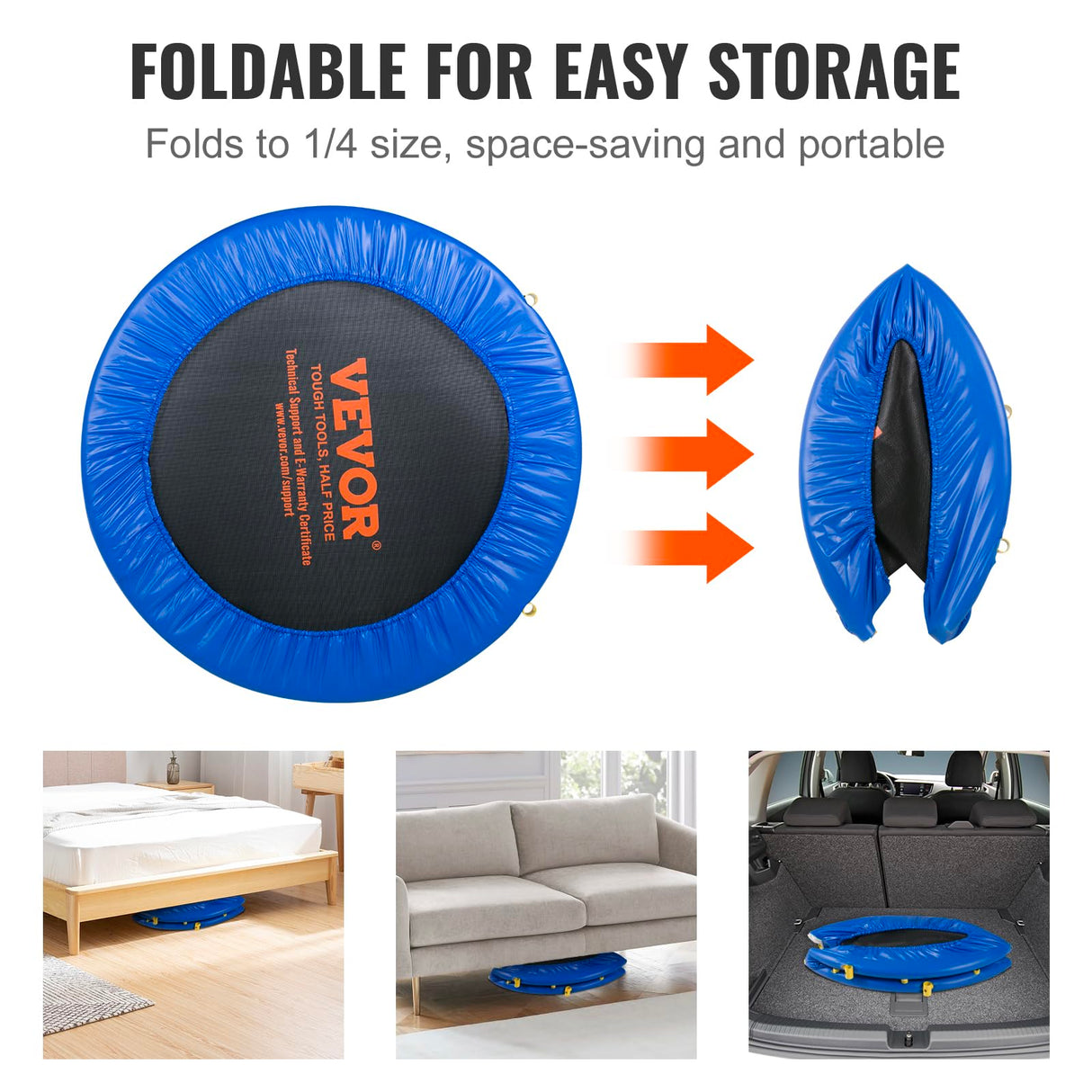 VEVOR 3FT Trampoline 36" Indoor/Outdoor for Toddlers, Foldable Mini Baby With Foam Handle, Recreational Birthday Gift VEVOR